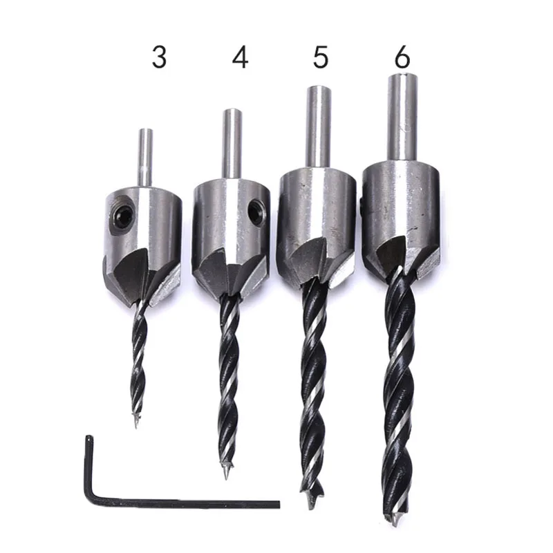 7pcs Woodworking Drill Bits Set 3mm-10mm High Speed Steel Wood Drilling Countersink drills