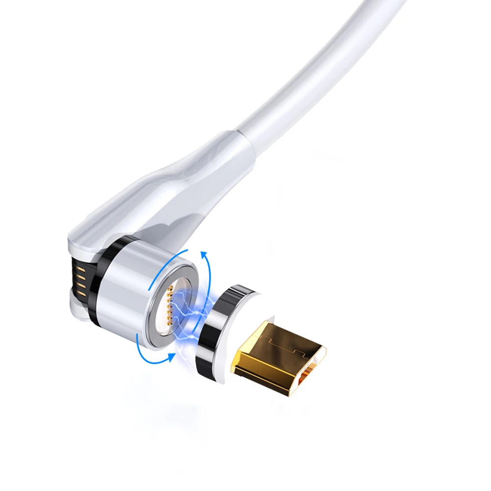 Магнитный вращающийся USB-кабель для зарядки, USB-шнур, кабель 3 в 1, зарядное устройство, беспроводной зарядный адаптер, быстрая зарядка, магнитный светодиодный кабель для телефона