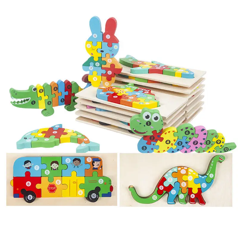 Wooden Puzzle animal plane educational toy Montessori Toys for Toddlers Early Educational Block Puzzles Gift for kids