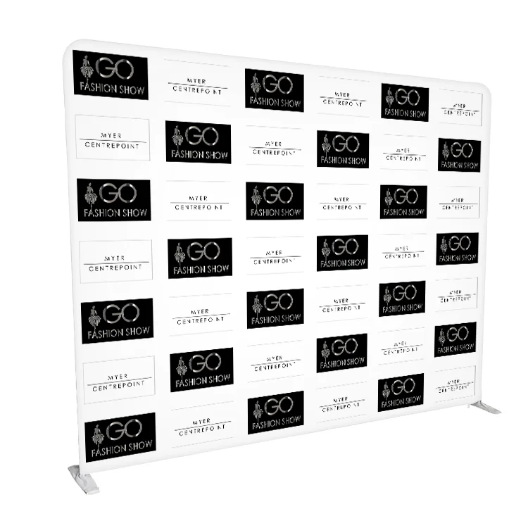 China manufacturers custom 8ft 10ft 8x8 10x10 tension fabric tradeshow backdrop display step and repeat banner stand