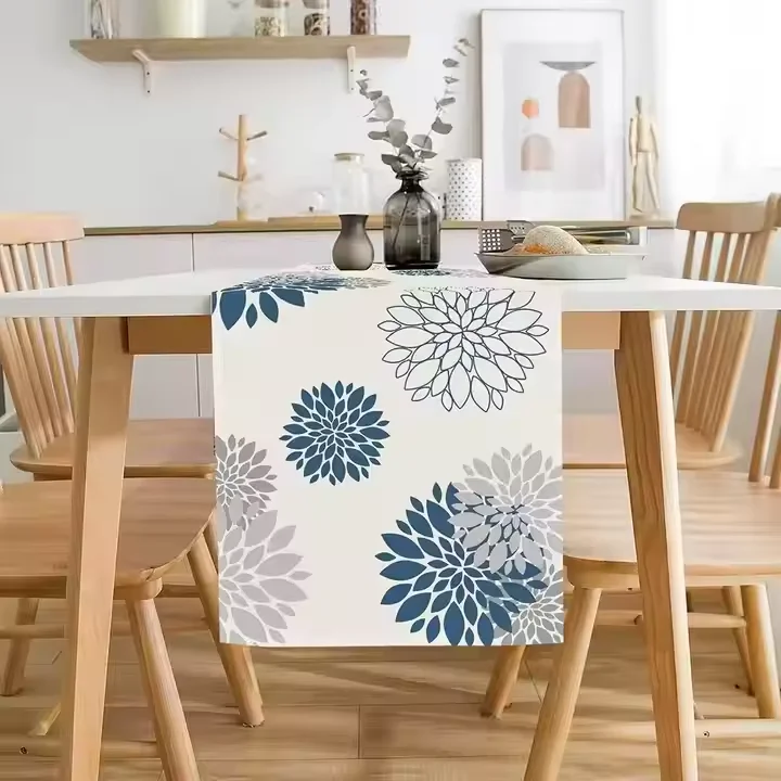 Modern Elegant Geometric Design 40x180cm Cotton Tablecloth Luxury Linen Table Runner Dining Home Decor Party Table