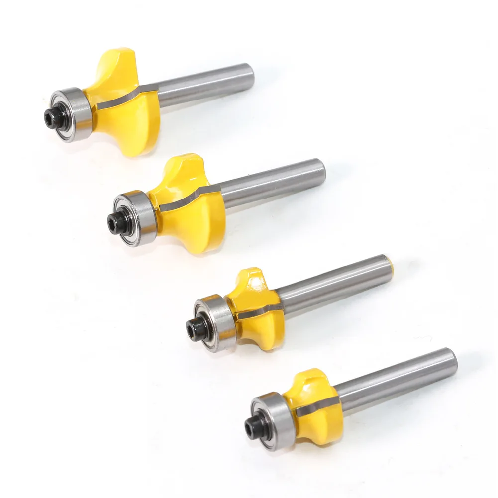 Carbide 1/2 shank straight 1/4 end milling cutter tools set industrial wood carving router bits kits for woodworking