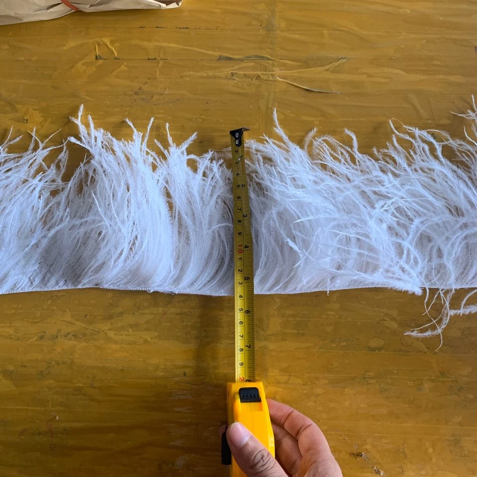 HS-48 DIY Wholesale Black White dye Customs Colors On Cord 2 1ply  No Ribbon Ostrich Feather trim fringe for gifts & crafts