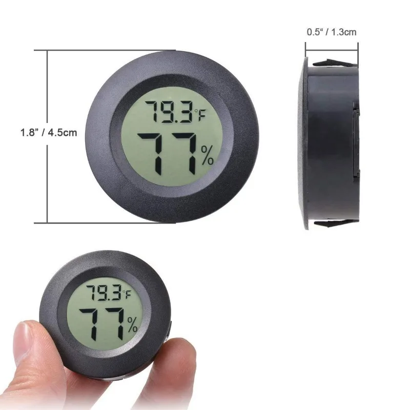 Great Quality High-strength Round Metal Digital Hygrometer Home Household Thermometers