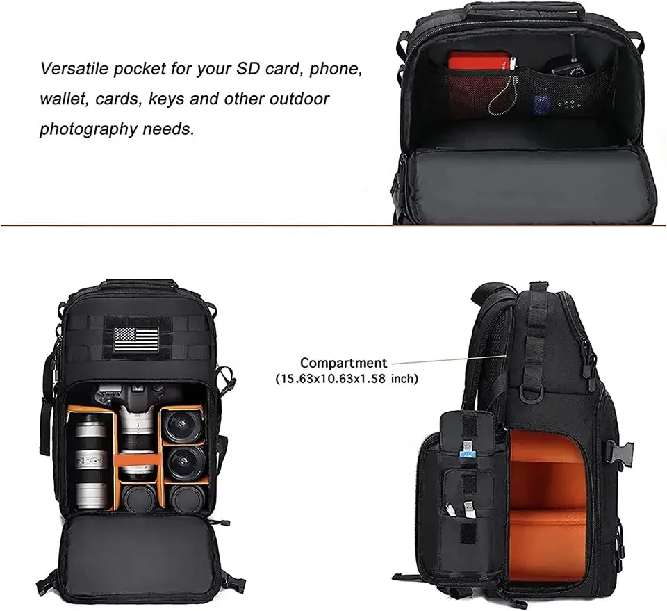Laptop Compartment Compatible Tactical Camera Bag Backpack Dslr/slr/mirrorless Photography Waterproof Camera Backpack