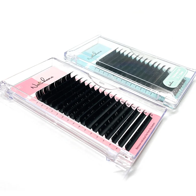 Best Quality Dark Black False Lashes NATUHANA Individual D Curl Mink Eyelash Extensions Products