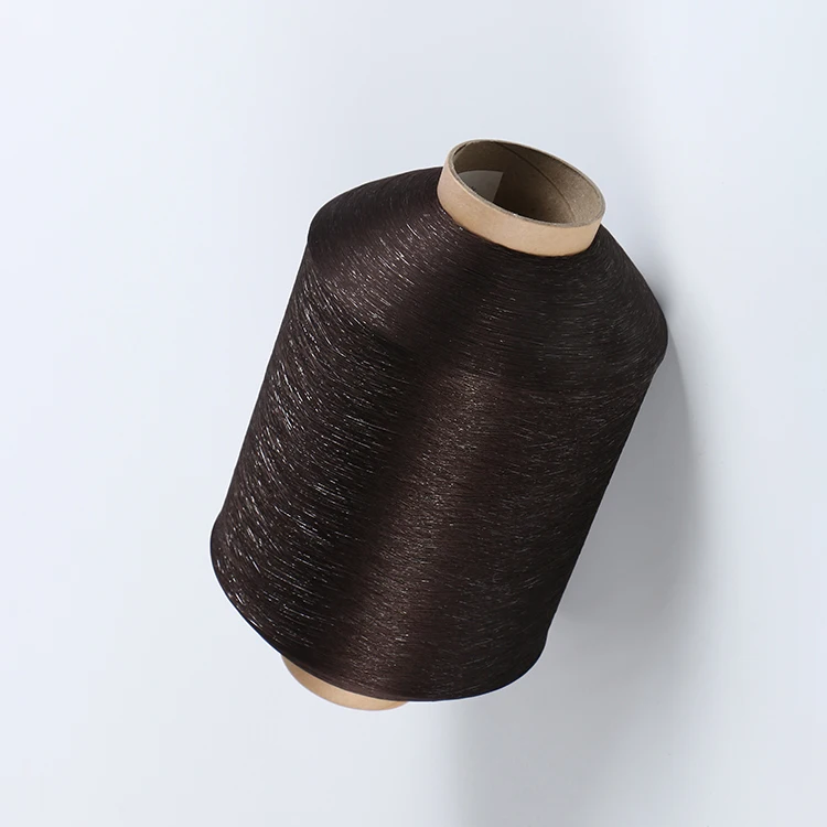 Direct factory dope dyed black FDY DTY polyester Texturized twist yarn for woven label fdy polyester yarn bright