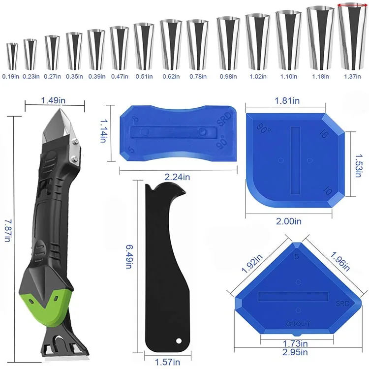 26 PCS set of Caulking tools 5 in 1 metal spatula seaming scraper seams sealant treatment For the Kitchen and Bathroom