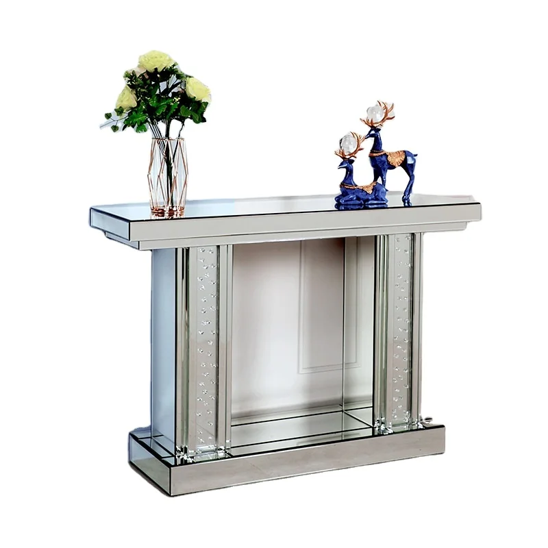 
 Современная роскошная стеклянная мебель с большим разбитым алмазом консоль для гостиной с зеркалом  