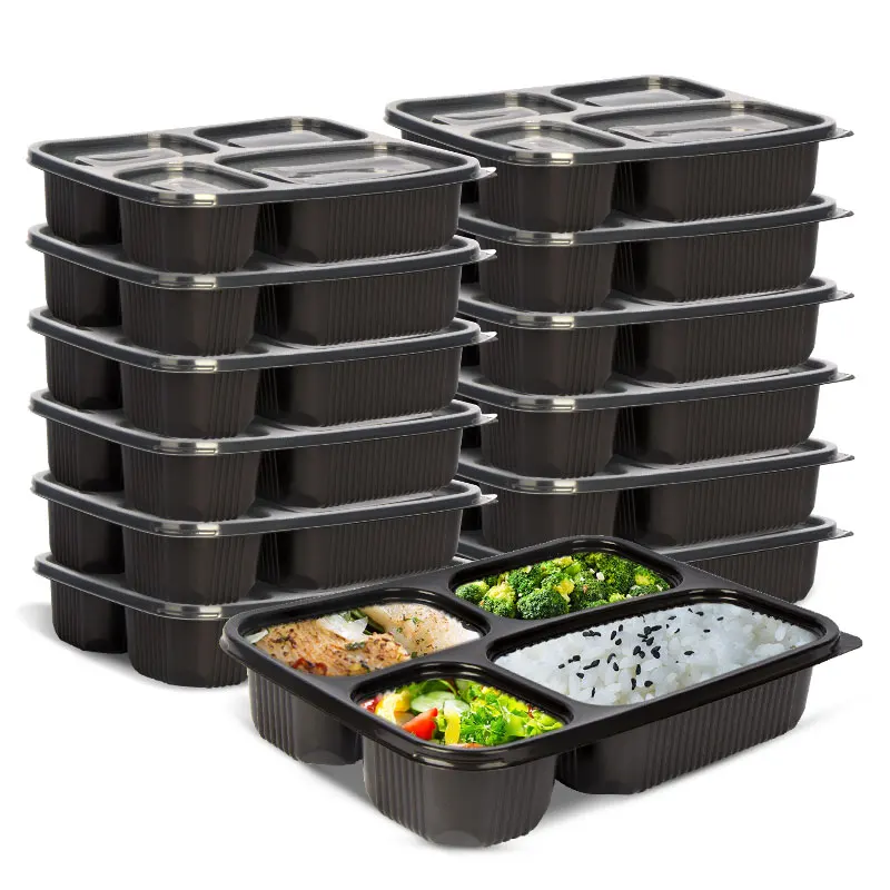 factory supplier food take out packaging disposable 4 compartment plastic lunch boxes Prepared Food container manufacturer