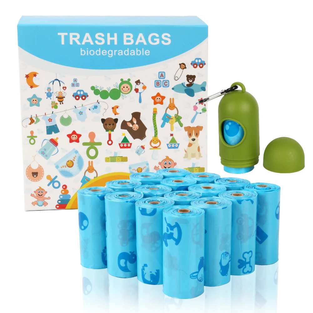 
Wholesale Pva Custom Printed Poop Bags Eco Friendly Pet Biodegradable dog poop bag with Dispenser and Leash Clip 
