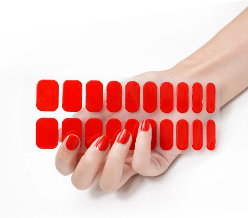 Hot Selling 14 Strips 20 Strips 24 Strips Gel Nail Art Stickers OEM Gift Packing Solid Colors False Stickers Polish Nail Wraps