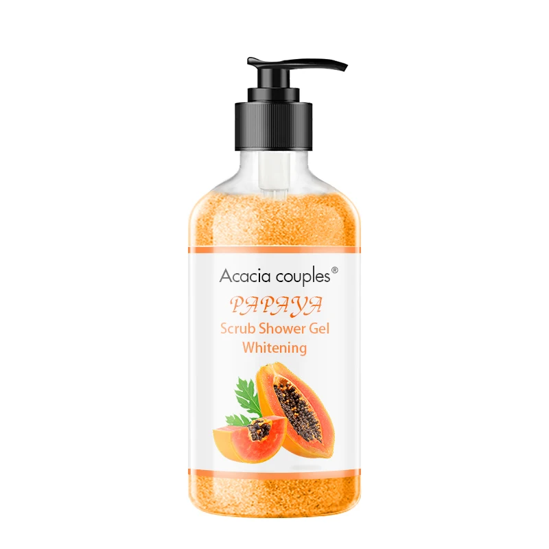 Private Label Hot Selling Best Natural Organic Body Wash Scrub Lemon Fruit Flavor Lightening Shower Gel