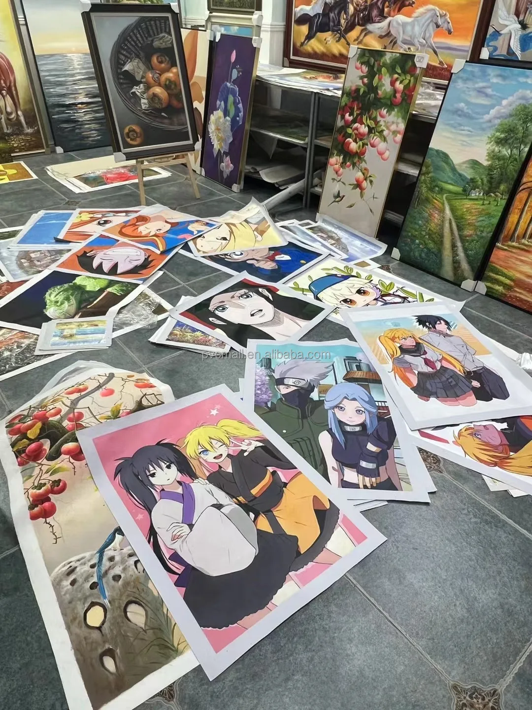 Art scenery drawing style oil colour painting hand painted traditional chinese wall painting chinese landscape painting