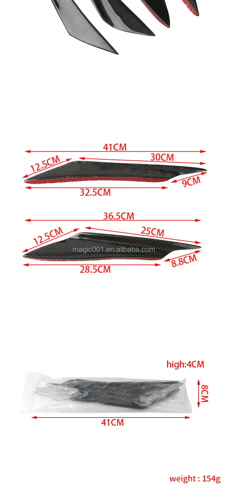 Universal Carbon Fiber Type Car Front Bumper Lip Splitter Exterior Fins Body Spoiler Canard