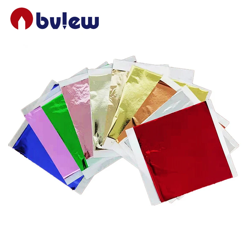 10 Colors 14x14cm  Gold Silver Leaves Sheets Foil Paper For Furniture
