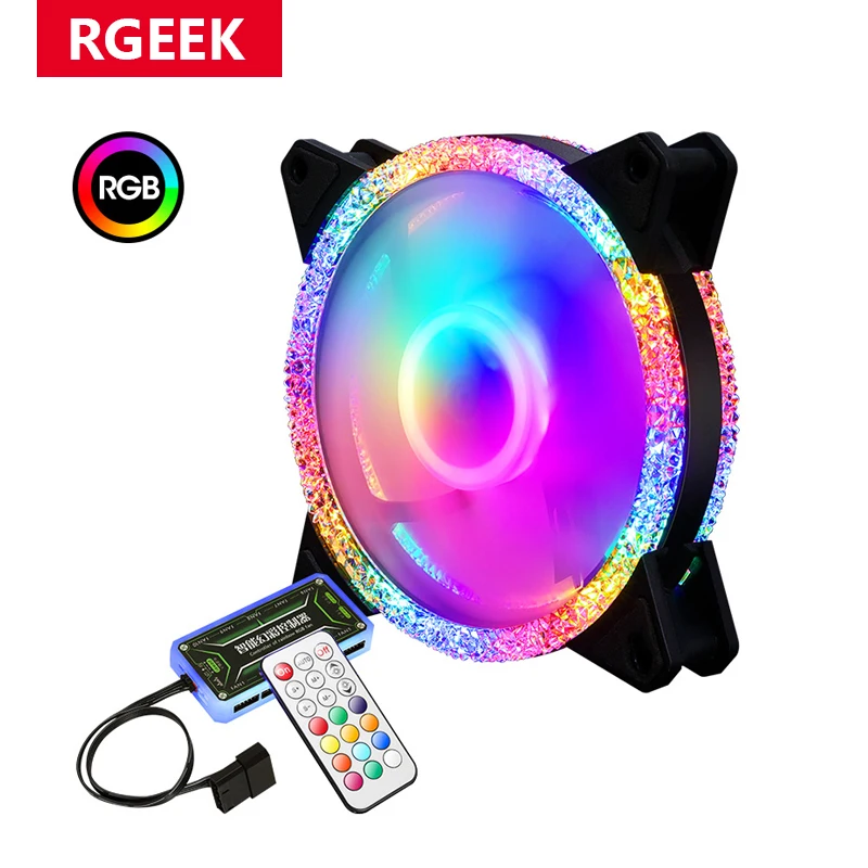 RGEEK высокопроизводительный процессор 12 В постоянного тока вентилятор воздушного охлаждения компьютера 120 мм светодиодный RGB вентилятор с пультом дистанционного управления набор вентиляторов для геймеров
