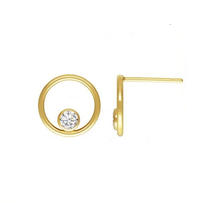 Excellent Quality Gold Earring Jewelry 14K Gold Filled AAA Zircon Birthstone Stud Earrings for Women