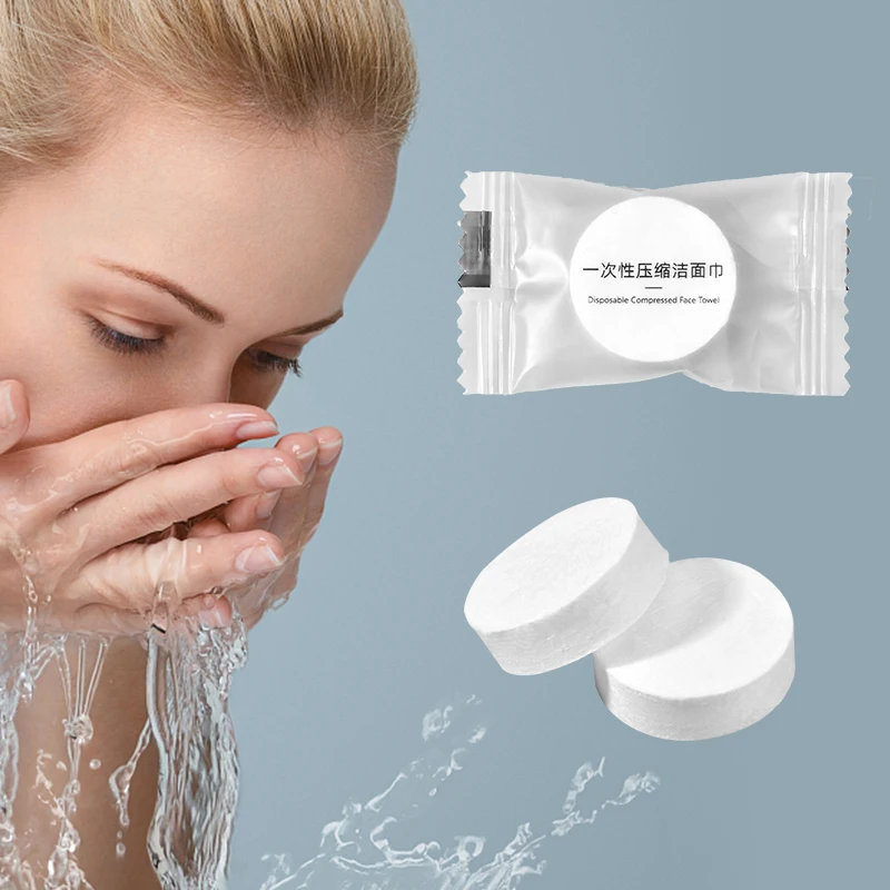 Oem Hot Sale Wholesale Price Disposable Cotton Compressed Portable Travel Face Towel Cleaning  Pressed Face Clean Towel
