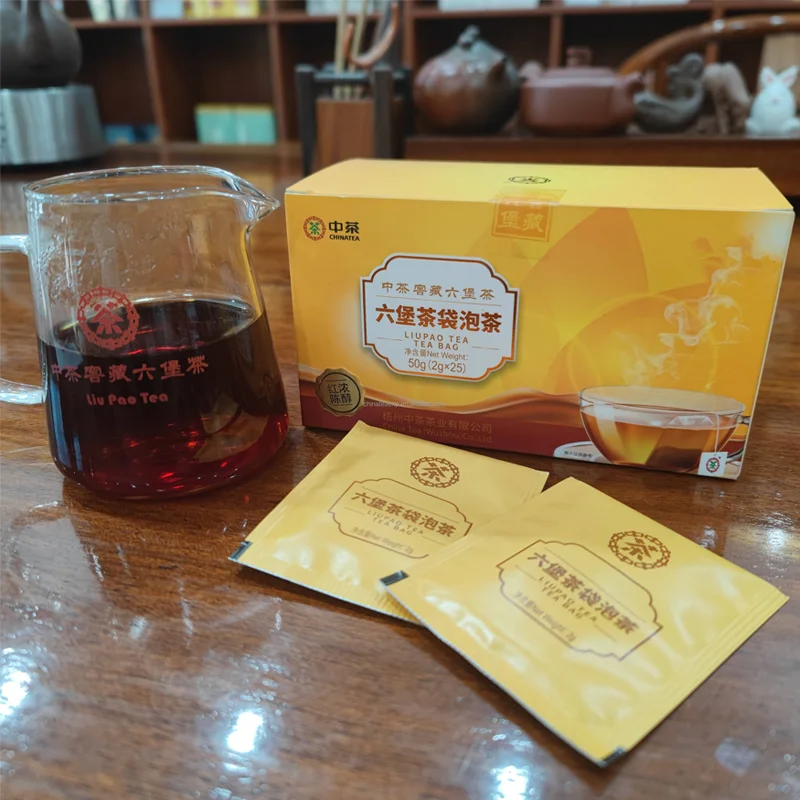 GX07 Wholesale Factory price negotiable cha 50g teabag chinese Liu Pao Tea Tea Bags Post Fermented Guangxi Dark Tea teabag