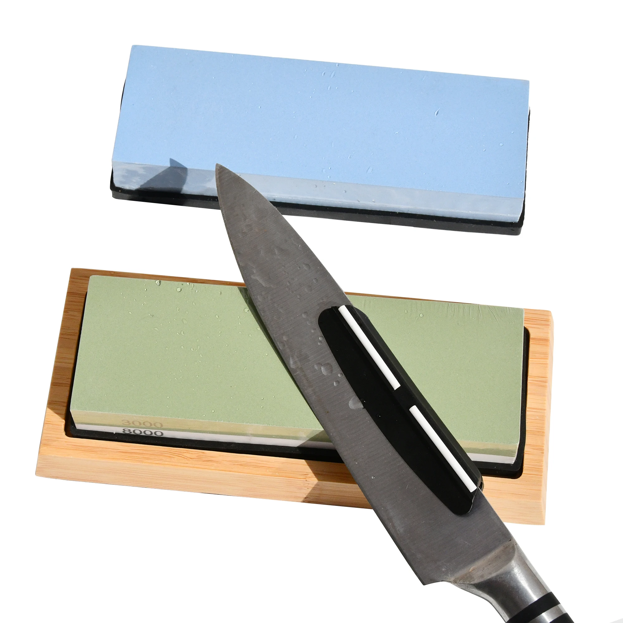 Knife Sharpening Stone Kit Double-Sided Grit Whetstones Flattening Leather And Angle Guide Included Polish Any Metal Blade