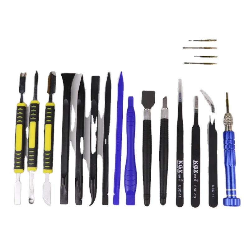 Kaigexin 17 in 1 demolition Apple IPAD computer open shell crowbar, anti-static warping piece, tweezers combo kit