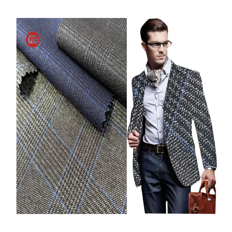 High quality New style china factory  fancy suiting polyester viscose check plaid  tr suiting fabric for men