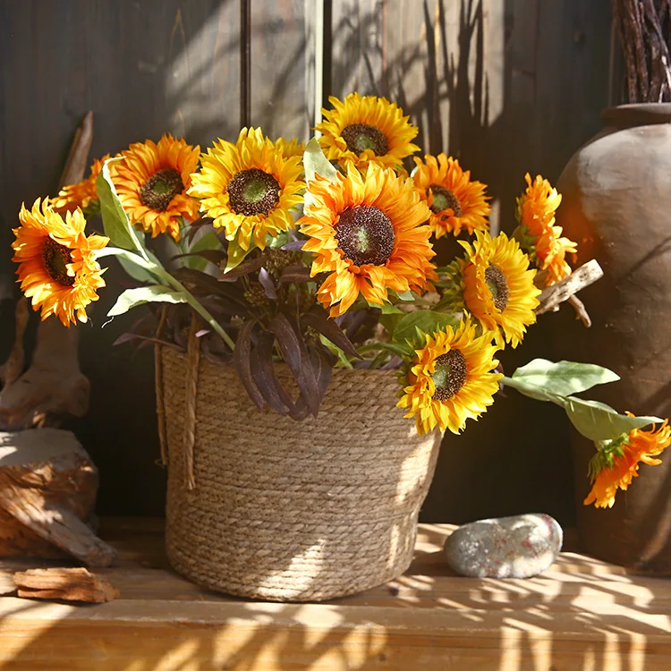 New Design Single-headed Sunflowers Artificial  Centerpiece Flowers Dried Flower Artificial Flower Bouquet Home Decor