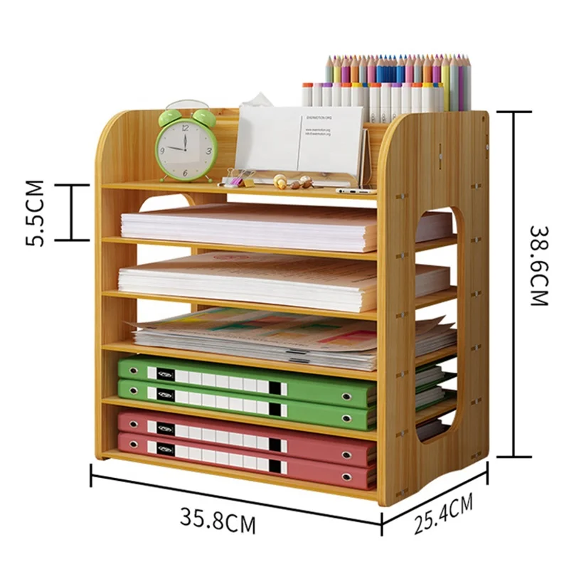 Bamboo Office Desk Accessories Bamboo Storage Wood Desktop Organizer Letter