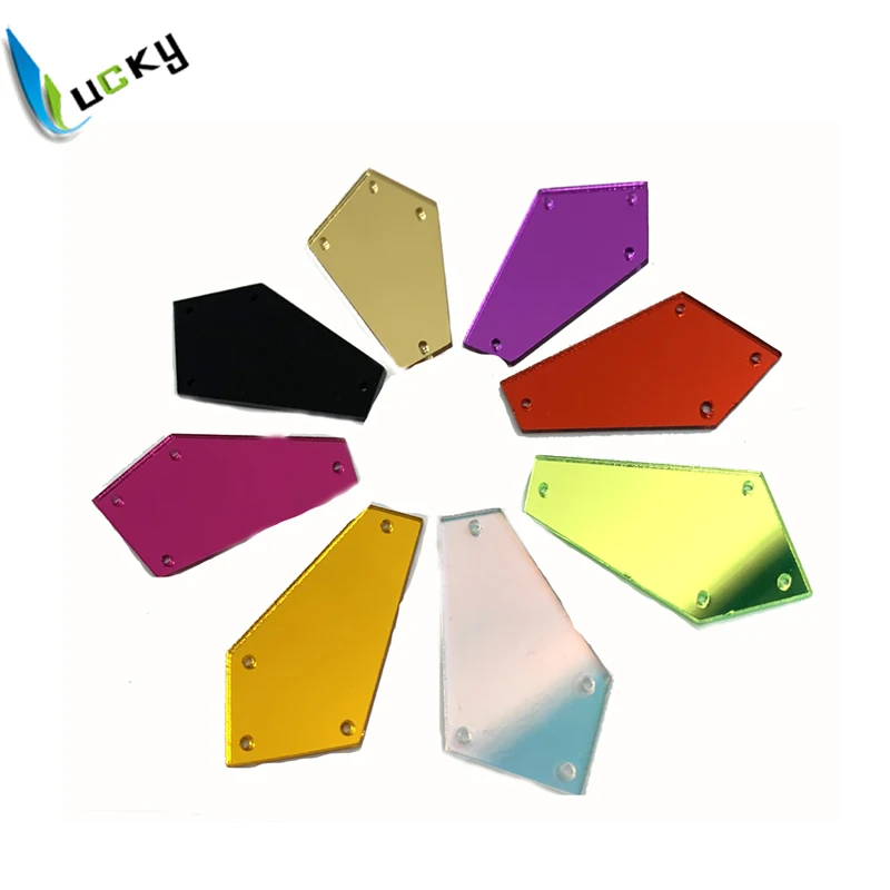 Lucky оптовая продажа лучшее качество на горном хрустале акриловое зеркало в форме камень 21*35 мм