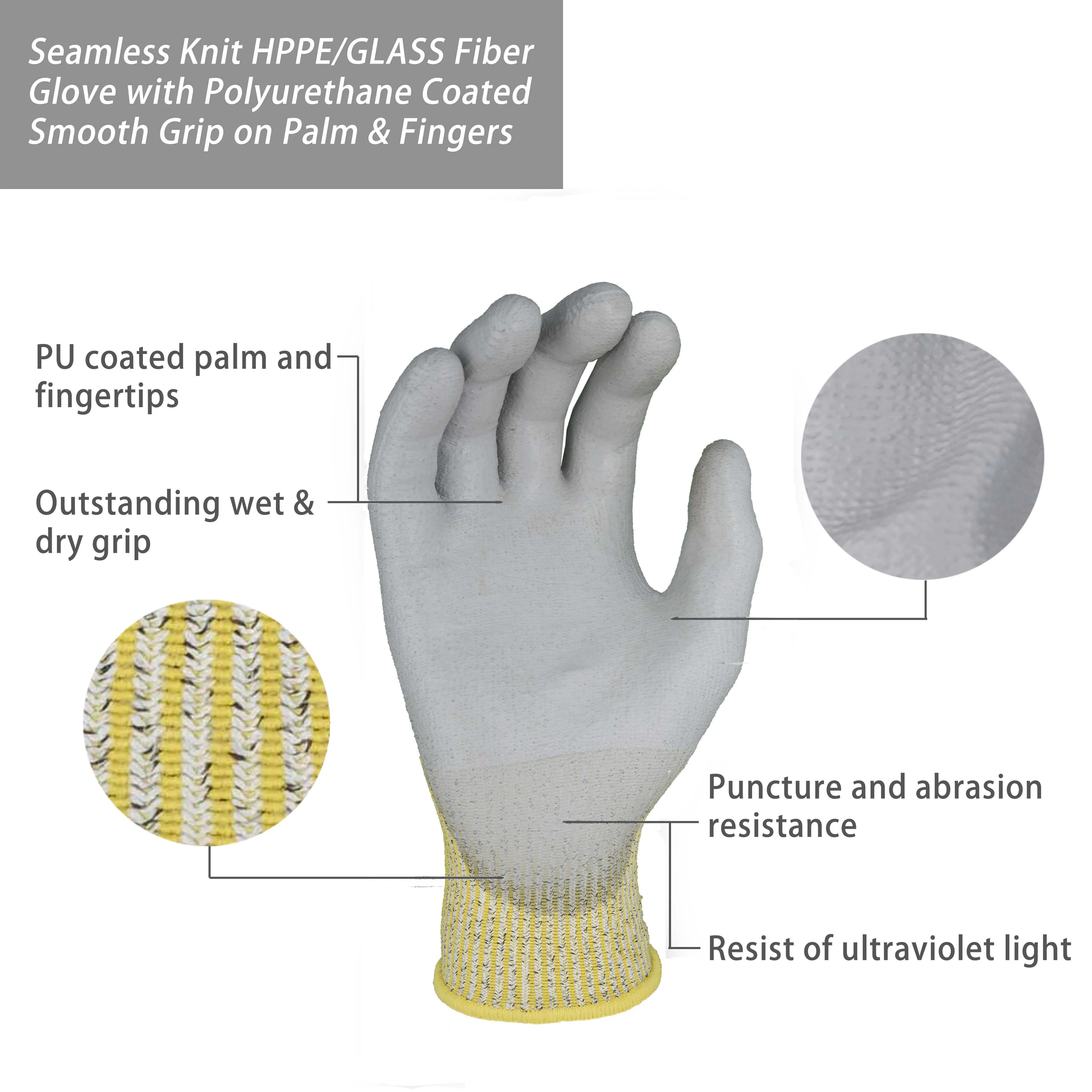 SKYEE universal gery pu coated nylon cotton anti cut breathable wear resistant work construction gloves with dexterity