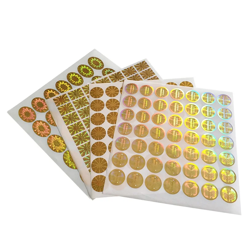 
Custom Adhesive Holographic Gold Foil Vinyl Security Labels Safety Anti-counterfeit Warranty Safety Seal Stickers 