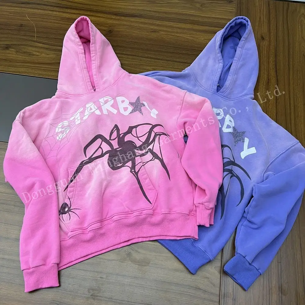 Manufacturer Cropped Boxy Hoodie Print Logo Retro Washed Hoodie For Men