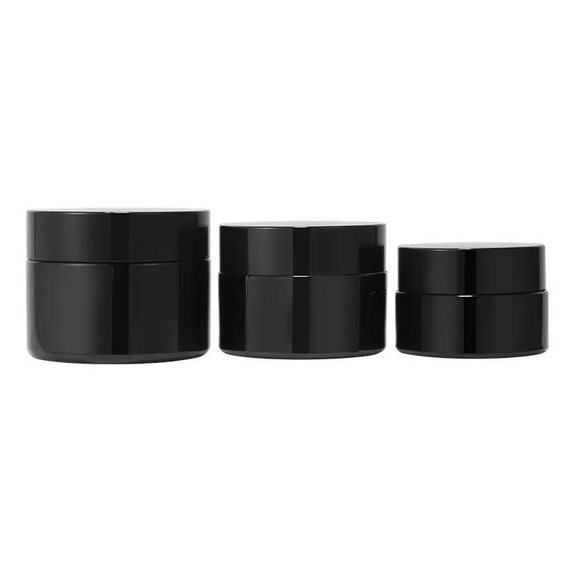 5ml-200ml Black Lid Cosmetic Containers Empty Glass Cream Jars Bamboo Lid Body Cream Serum Essential Oils Box Packing Model 30g