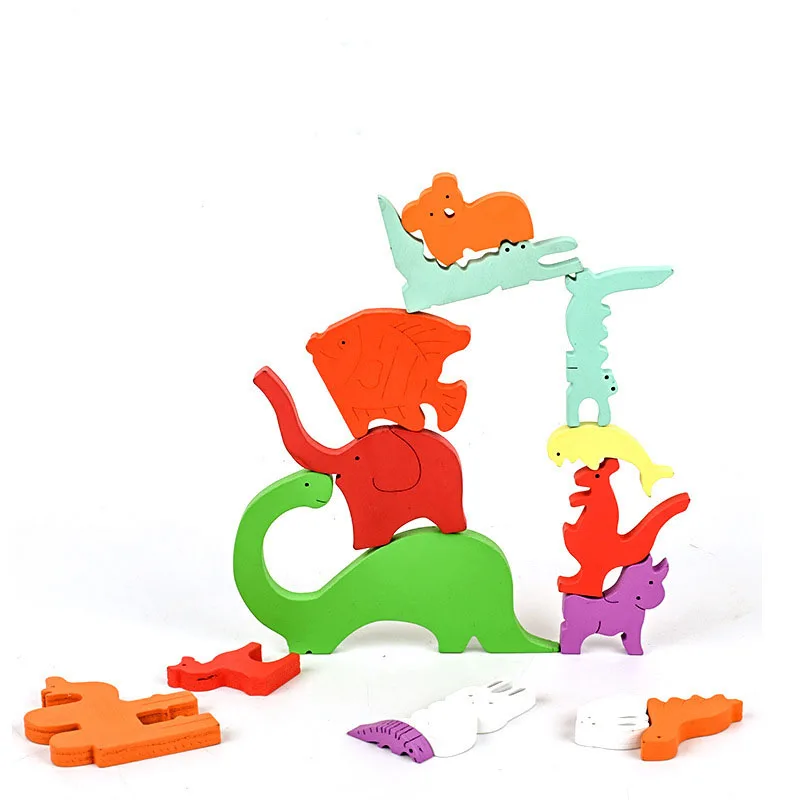 Kids balance training animals imaginative play Stacking up game for fun toddlers Crazy animal blocks