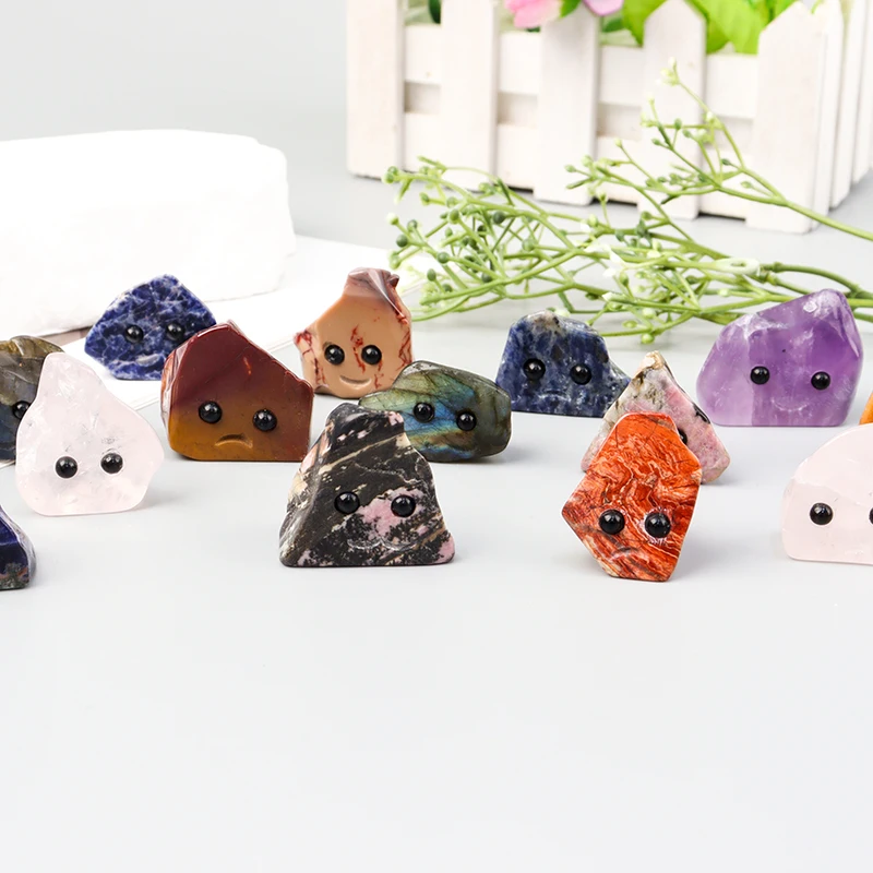 Handcarved Polished Pet Figurine Natural Tiger Eye Stone Quartz Hedgehog Animal Religious Crystal Craft Healing Light Decor