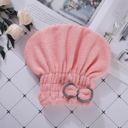 Factory dropshipping elastic hair drying turban solid microfiber absorbent towel wrap with bow
