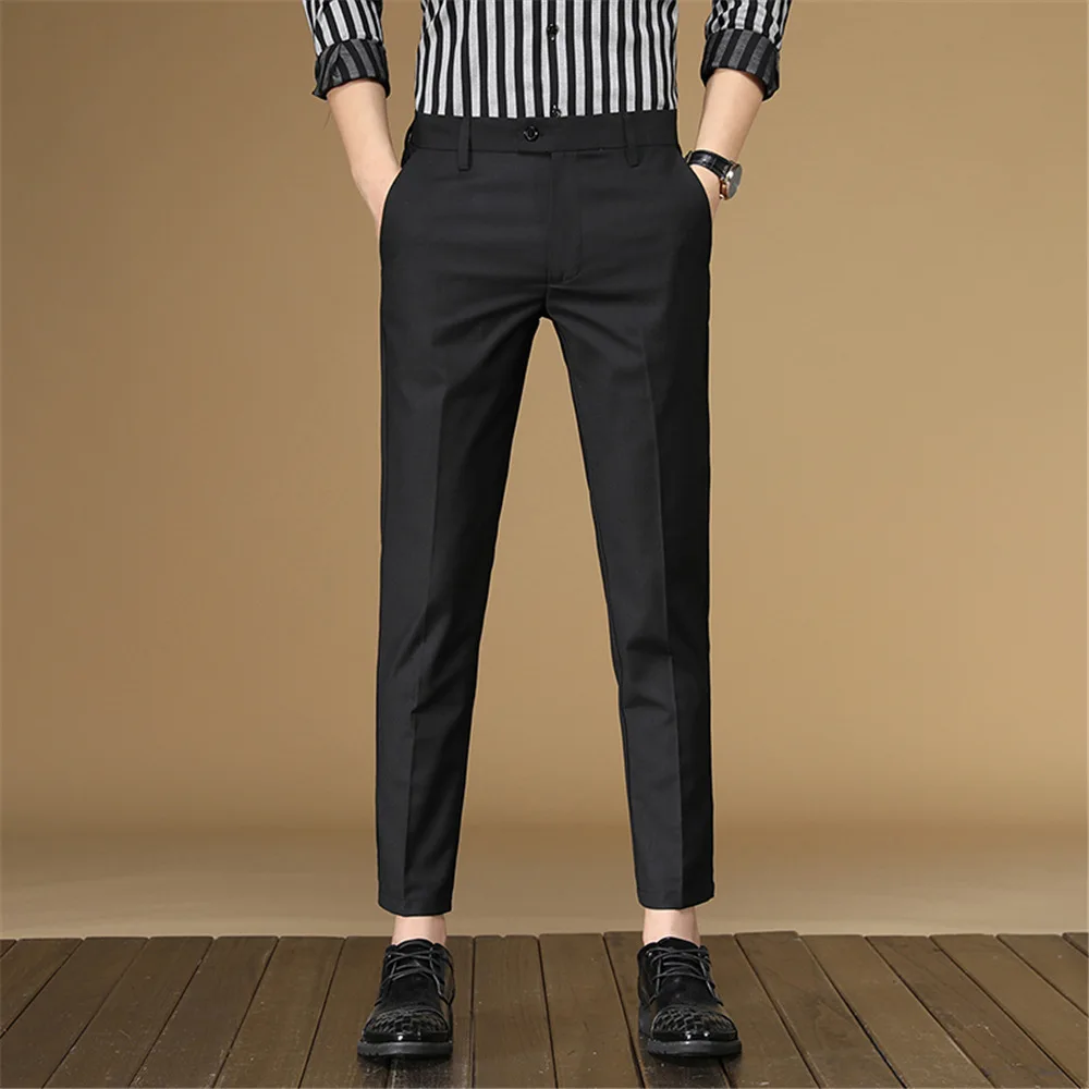 2021 Wholesale Fashion Men Plaid Slim Formal Business Grid Printing Pockets Pants Outdoor Casual Slim Trousers Long Pencil Pants