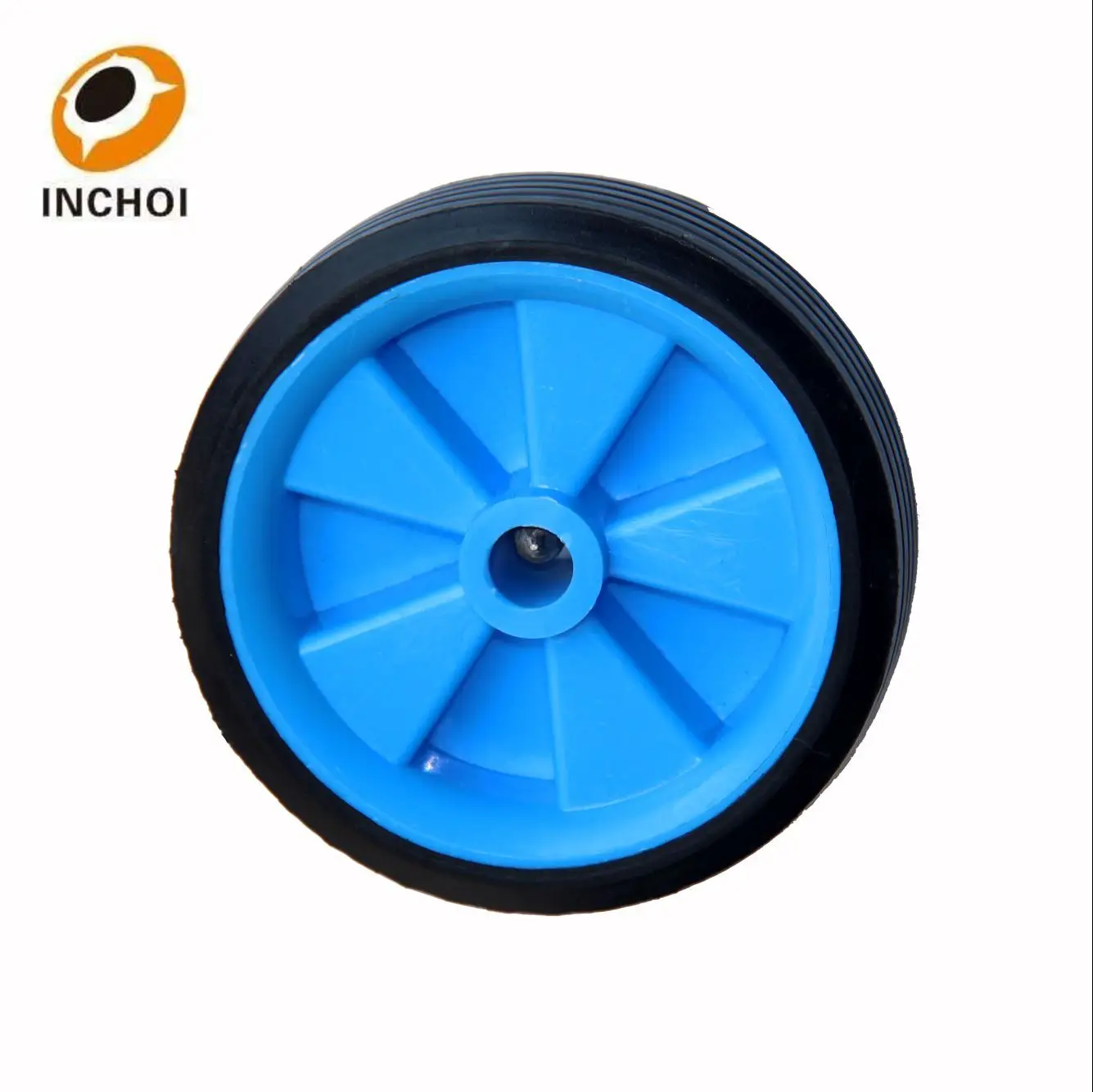 7 inch diamond rubber wheel with white plastic hub for trolley