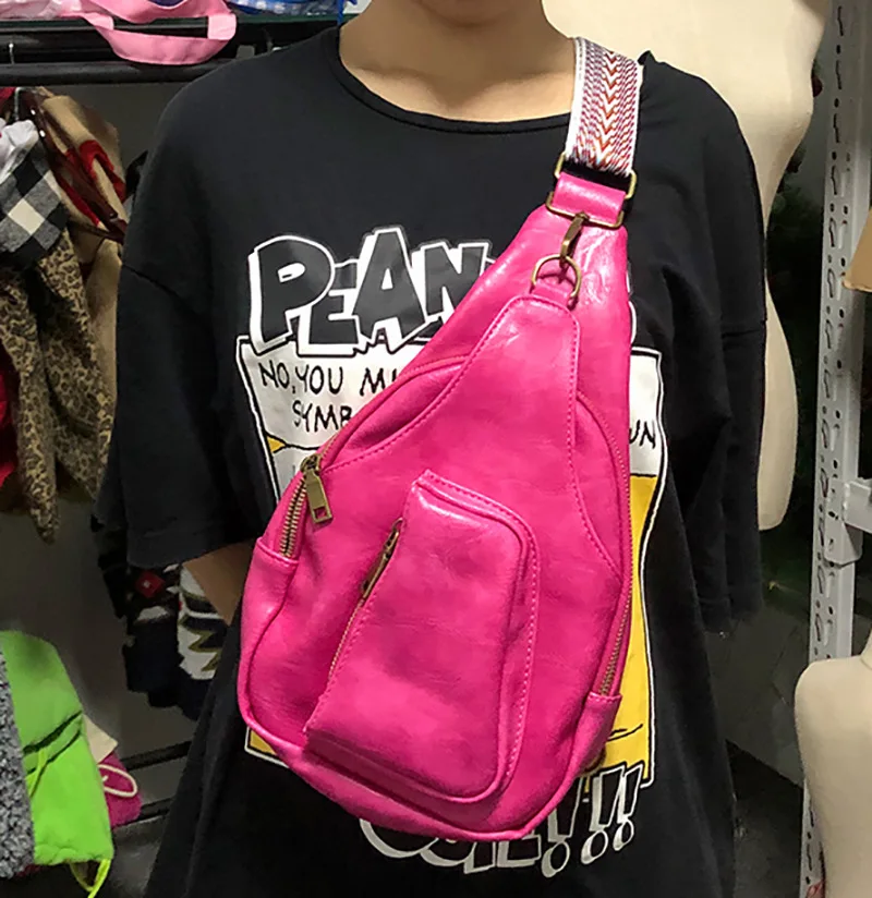 Ladies Fashion Purse Pocket Waist Belt Bag Customized Guitar Strap Vegan Pu Leather Fanny Packs Solid Color Crossbody Sling Bag