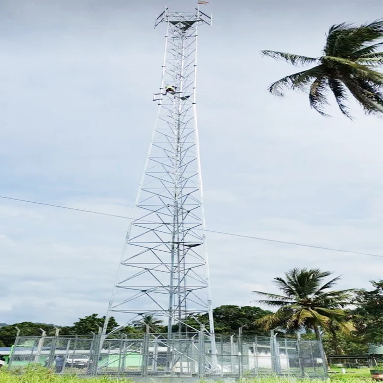 3 Leg Legged Tube Pipe Tubular Self Supporting Steel Hot Dip Galvanized 60m Telecom Telecommunication Communication Cell Tower