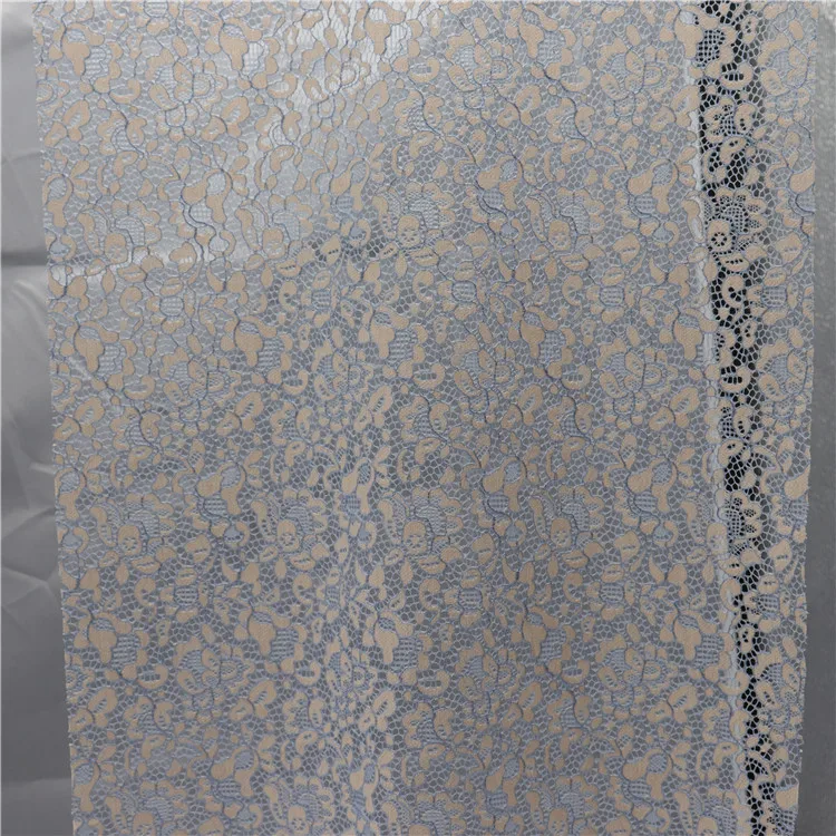 
Hot high quality 66%nylon 34%cotton knitted lace fabric two-tone color with eyelash for dress, underwear, pants,bag, shoes 