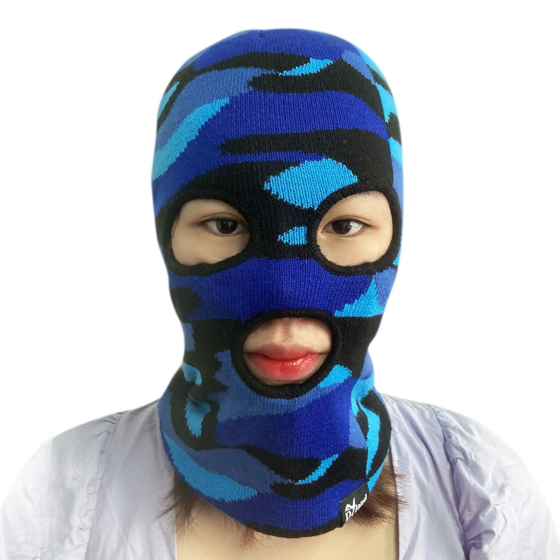  wholesale men acrylic jacquard design full face mask custom 3 hole knit ski balaclava