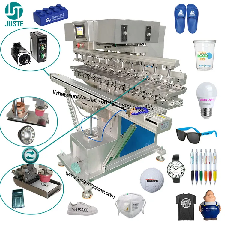 Sealed Ink Cup Pad Printer PLC Servo Motor 12 Multi Color 150-100 300C Big Oil Closed Cup Gripper Pad Printing Machine
