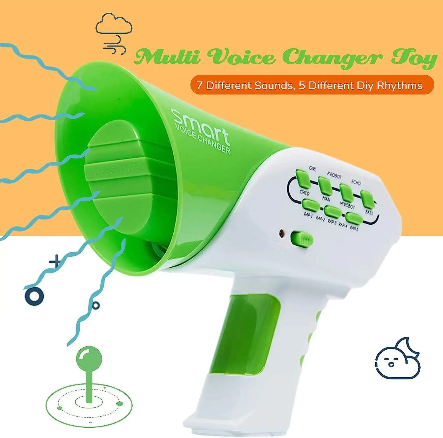 Funny Electro Voice Changer 7 Different Voices Mini Speaker Toy For Children Kids