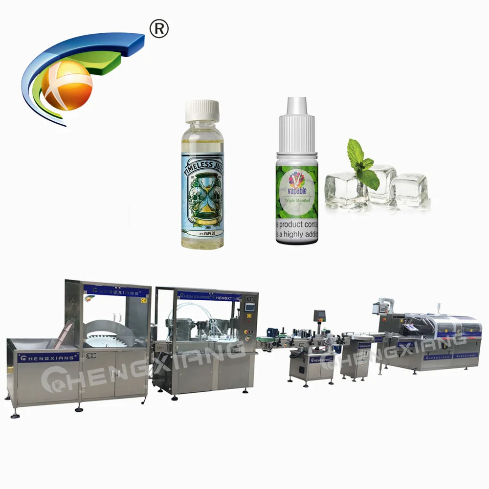 Automatic PET Plastic Glass Bottle E Liquid Electric Cigarette Liquid CBD Oil Filling Plugging Capping Labeling Machine