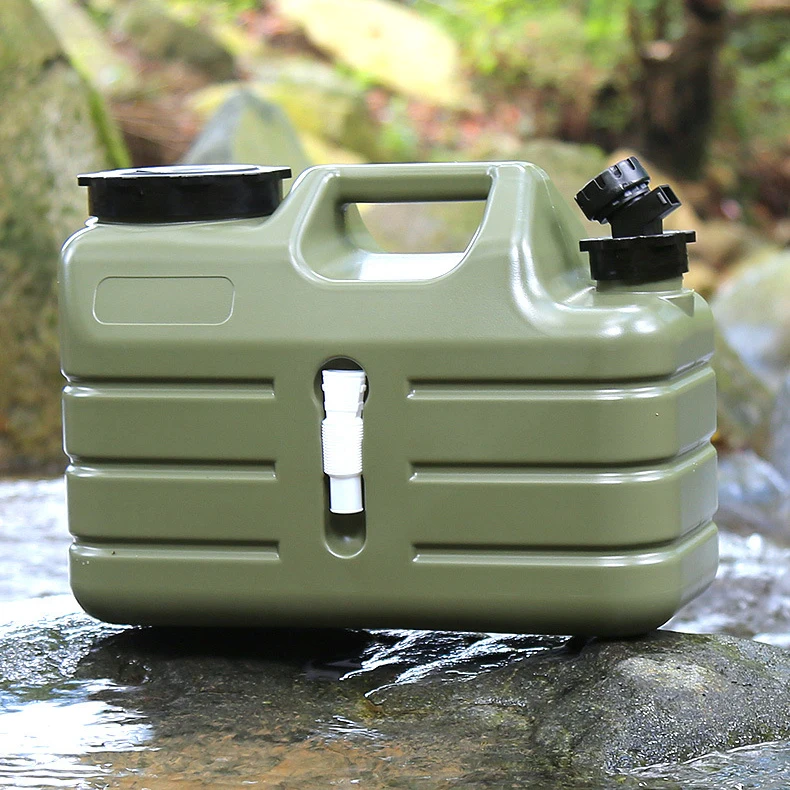 Food Grade Material Green PE Plastic Outdoor Bucket Household Pure Water Storage with Faucet Car Camping Large 12L Water Bucket