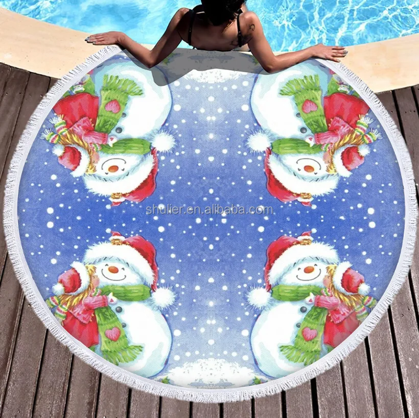 Customizable Microfiber Beach Towel with round Tassel Breathable and Absorbent Featuring Custom Design for Home