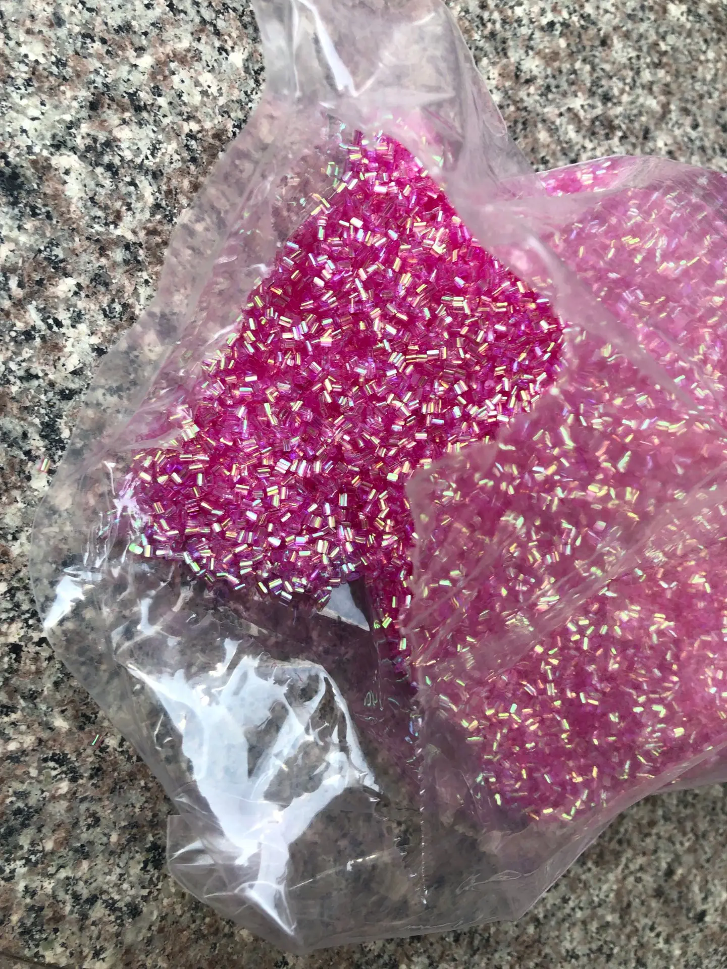 2*3mm Cotton Candy Iridescent Crispy Bingsu Beads for Crunchy Slime Iridescent Straw Beads 3D Glitter Slime Supply