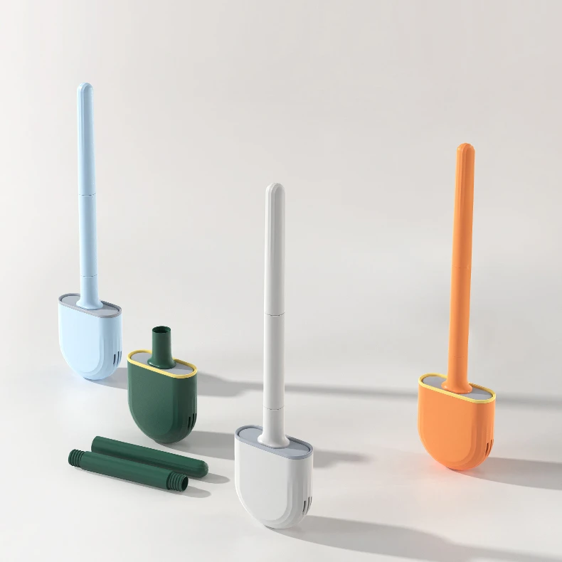 Black Silicone Flexible Toilet Cleaning Brush and Holder for Bathroom Design Cheap Mini Plastic New Hand 36.7*8.7*3.9 Cm PP+TPR